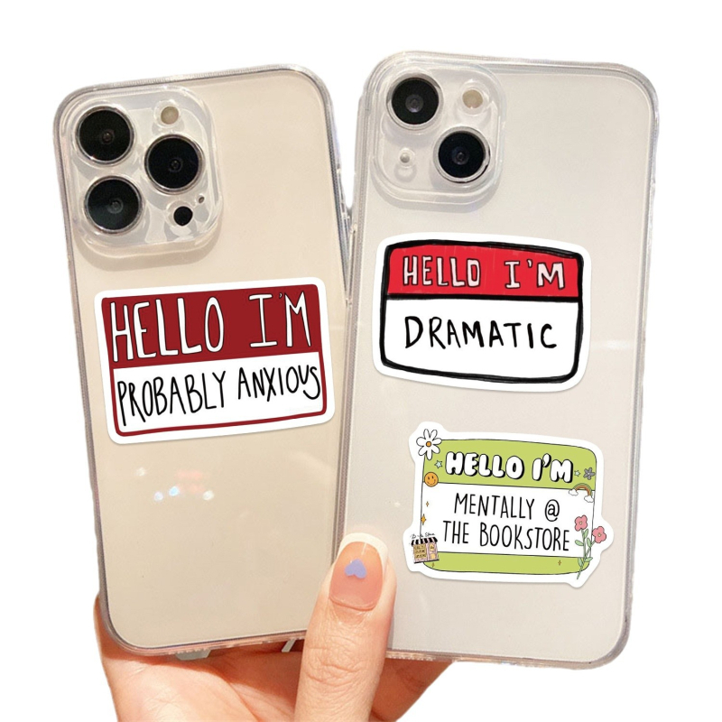 50 Hello I am seeria kleebist piiriülesed dekoratiivsed mobiiltelefoniümbrised pagasikülmiku veekindlad kleebised hulgimüügist