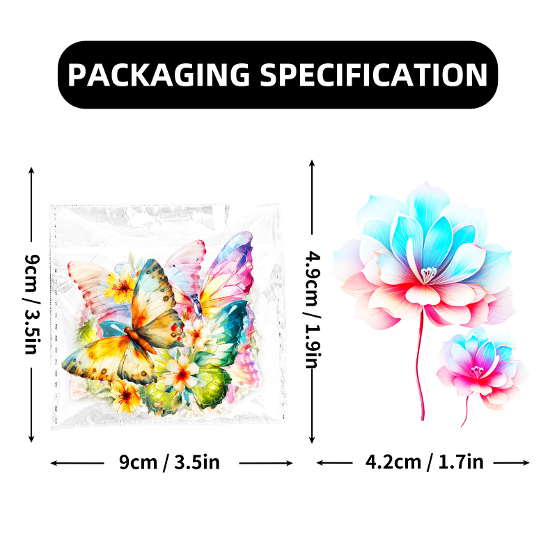 50 lemmiklooma värvilist liblikakleebist, veekindlad kleebised, isetegemise veetopsi kleebised, mobiiltelefoni ümbrise kaunistus, armsad väikesed kleebised, liblikakleebised