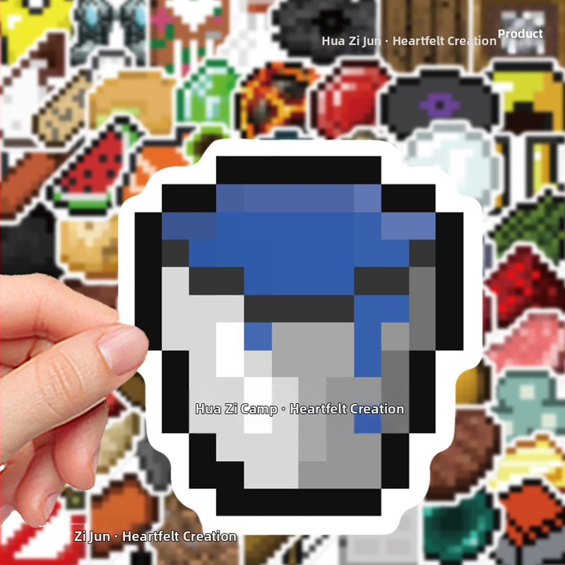 70 samolepiek do dobrodružných hier, pixelové veterné nástroje, malé predmety, kreatívne graffiti dekorácie, mobilný telefón, škrupina, nálepky na ruku, účet