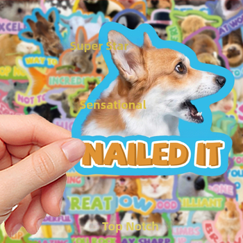 50 looma preemiakleebist, armsad lõbusad väikeloomad, ingliskeelsete fraaside kleebised, isetehtud käsiraamat, märkmik, kirjatarbed