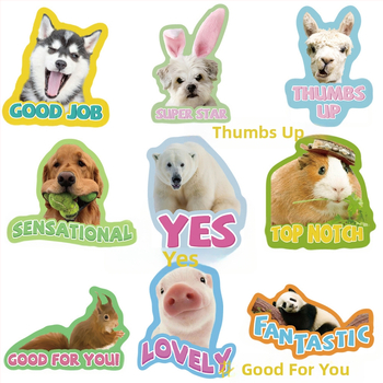 50 looma preemiakleebist, armsad lõbusad väikeloomad, ingliskeelsete fraaside kleebised, isetehtud käsiraamat, märkmik, kirjatarbed