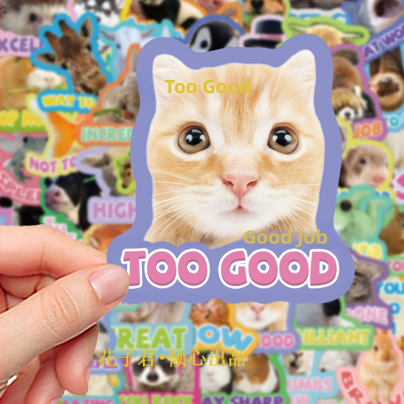 50 nálepiek na odmenu pre zvieratá, roztomilé, zábavné, malé zvieratká, nálepky s anglickými frázami, DIY, ručné, účet, zápisník, písacie potreby