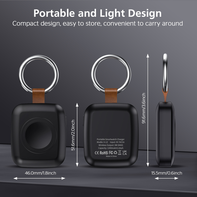 Tinka „iWatch Apple Watch“ belaidžiam įkrovikliui, 1200 mAh, mini „Apple Watch“ mobiliajam maitinimo šaltiniui.