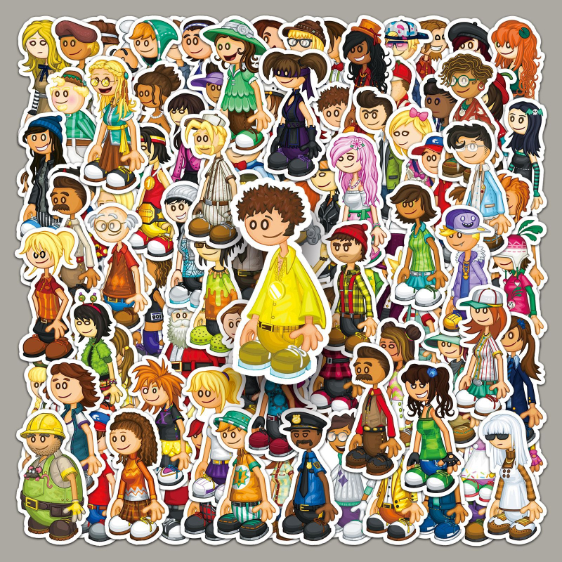 100 mänguga issi hamburgeripoe koomiksitegelase veekindla dekoratiivse mobiiltelefoniümbrise märkmikukleebise hulgimüük