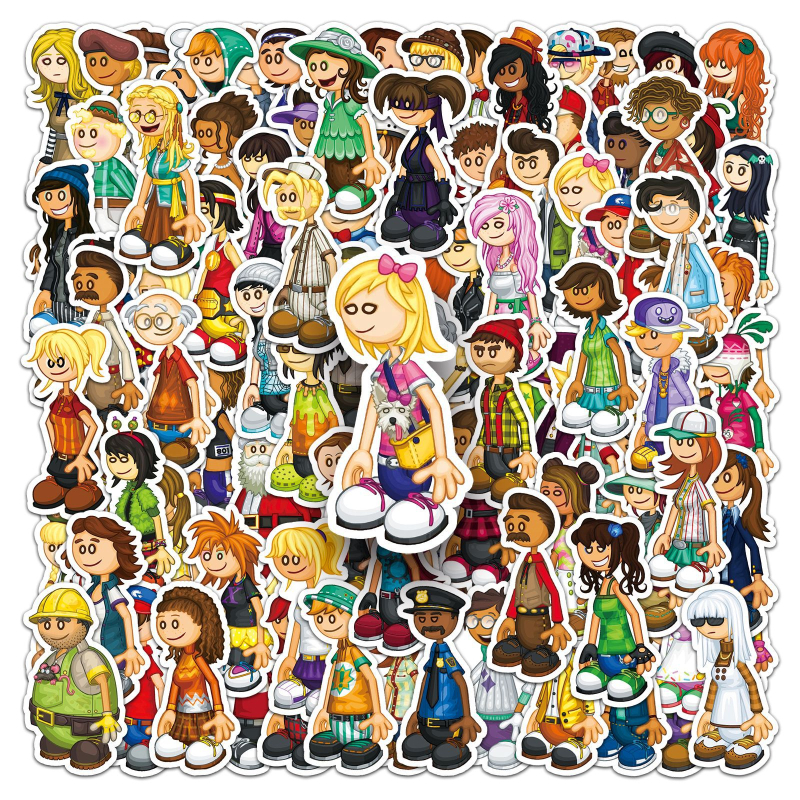 100 mänguga issi hamburgeripoe koomiksitegelase veekindla dekoratiivse mobiiltelefoniümbrise märkmikukleebise hulgimüük