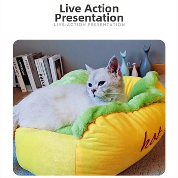 Hot dog kennel Hálópiros személyre szabott hamburger banán macskafészek kutya alvószőnyeg beltéri őszi és téli mélyalvás kennel