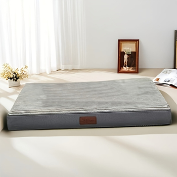 Χαλί σκύλου από μαλακό βελούδο με δερμάτινη ετικέτα, γενικής χρήσης για όλες τις εποχές, αφαιρούμενη και πλενόμενη φωλιά κατοικίδιων, αντιολισθητικό και ανθεκτικό στα δαγκώματα κρεβάτι σκύλου, ανθεκτικό στις γρατσουνιές χαλάκι ύπνου για γάτες