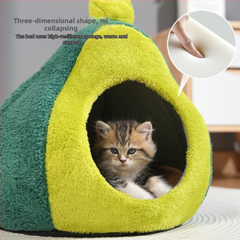 Χαριτωμένο κλουβί γάτας με αβοκάντο για το φθινόπωρο και τον χειμώνα, νέο κλειστό κλουβί κατοικίδιων, τρισδιάστατο, παχύρρευστο κλουβί για μικρά σκυλιά για όλες τις εποχές