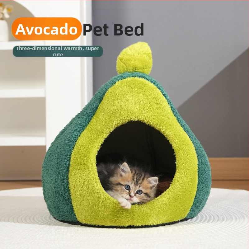 Aranyos avokádó macskakennel őszi és téli új, zárt kisállatkennel univerzális háromdimenziós, vastagított kiskutyakennel minden évszakra