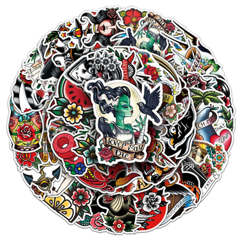 50 hüvelykes stílusú személyiség tetoválásmintás graffiti matricák laptop poggyász robogó dekoratív matricák