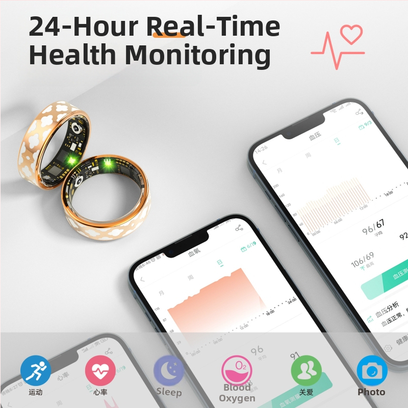 Трансгранична черна технология интелигентен пръстен с пулс, кръв, кислород, движение, крачкомер, водоустойчиво дистанционно управление, фото здраве, интелигентен пръстен