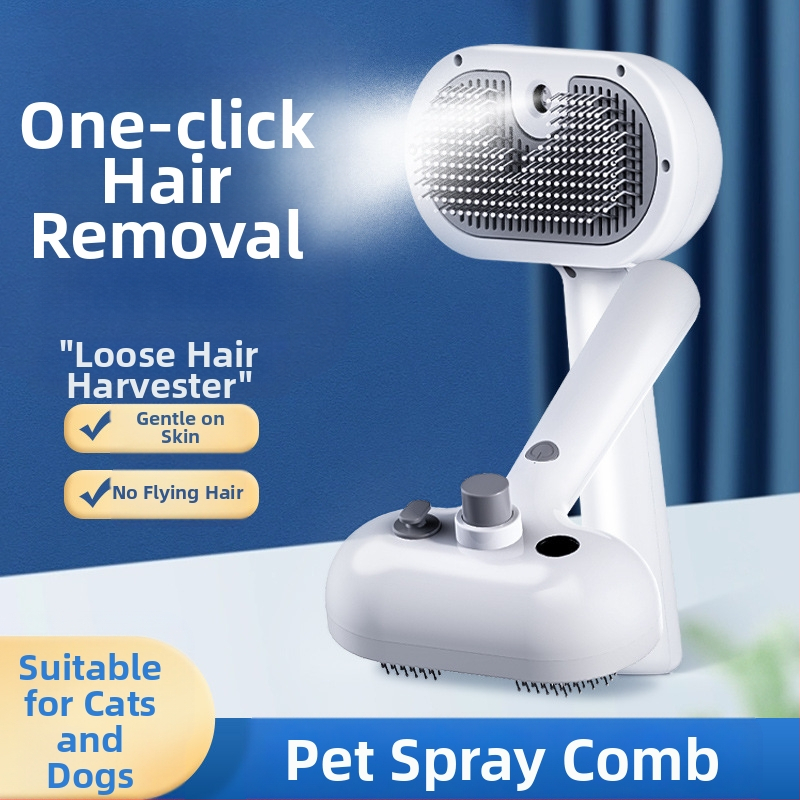 Гребен за масаж със спрей за домашни любимци CrossBorder, гребен за котки с пара, гребен за коса, гребен за котешка коса със спрей за премахване на разхлабена козина
