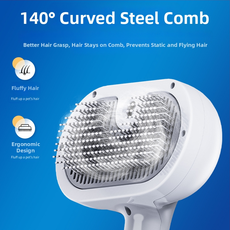 Гребен за масаж със спрей за домашни любимци CrossBorder, гребен за котки с пара, гребен за коса, гребен за котешка коса със спрей за премахване на разхлабена козина