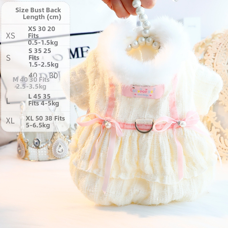 Koerariided sügis ja talvine paks kassiprintsess kleit pehme karusnahast veojõuga väikese koera teddy lemmikloom 5883