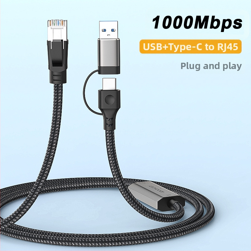 Topeltpeaga c/usb-RJ45 TYPEc mobiiltelefoni arvuti võrgupordiks rj45 Etherneti muundur gigabit