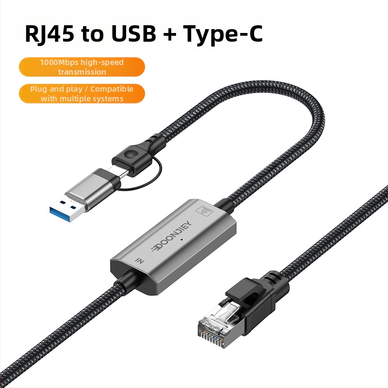 Topeltpeaga c/usb-RJ45 TYPEc mobiiltelefoni arvuti võrgupordiks rj45 Etherneti muundur gigabit