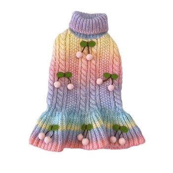 Котки Есен и Зима Нова Сладка Череша Жилетка Рокля Кученце Малко и Средно Биксия Йоркшир Marzis Градиент
