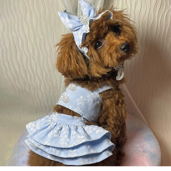 Kutyaruhák Tavaszi és nyári macska hercegnő pöttyös masnis szoknya húsvéti születésnapi kiskutya plüssállat