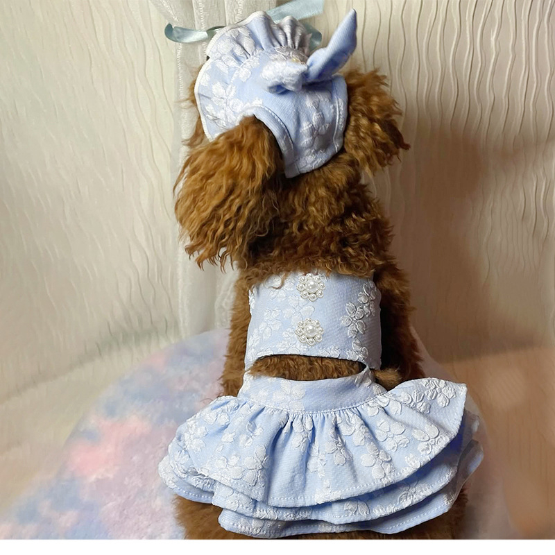 Kutyaruhák Tavaszi és nyári macska hercegnő pöttyös masnis szoknya húsvéti születésnapi kiskutya plüssállat
