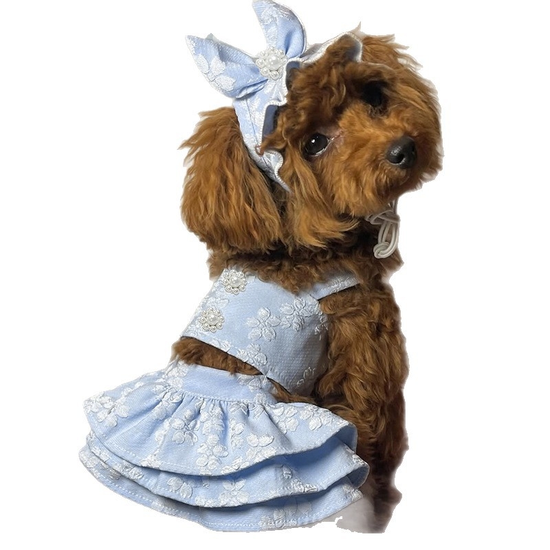 Kutyaruhák Tavaszi és nyári macska hercegnő pöttyös masnis szoknya húsvéti születésnapi kiskutya plüssállat