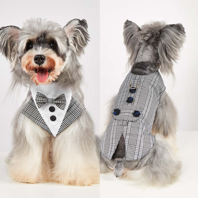 Tanpopo Transfrontalier Exclusiv Pet Tuxedo Pet Haine Pet Îmbrăcăminte Pet Costum de Nuntă în Carouri pentru Câini