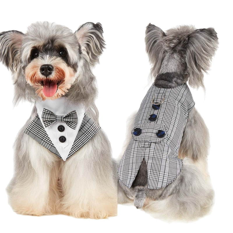 Tanpopo Transfrontalier Exclusiv Pet Tuxedo Pet Haine Pet Îmbrăcăminte Pet Costum de Nuntă în Carouri pentru Câini