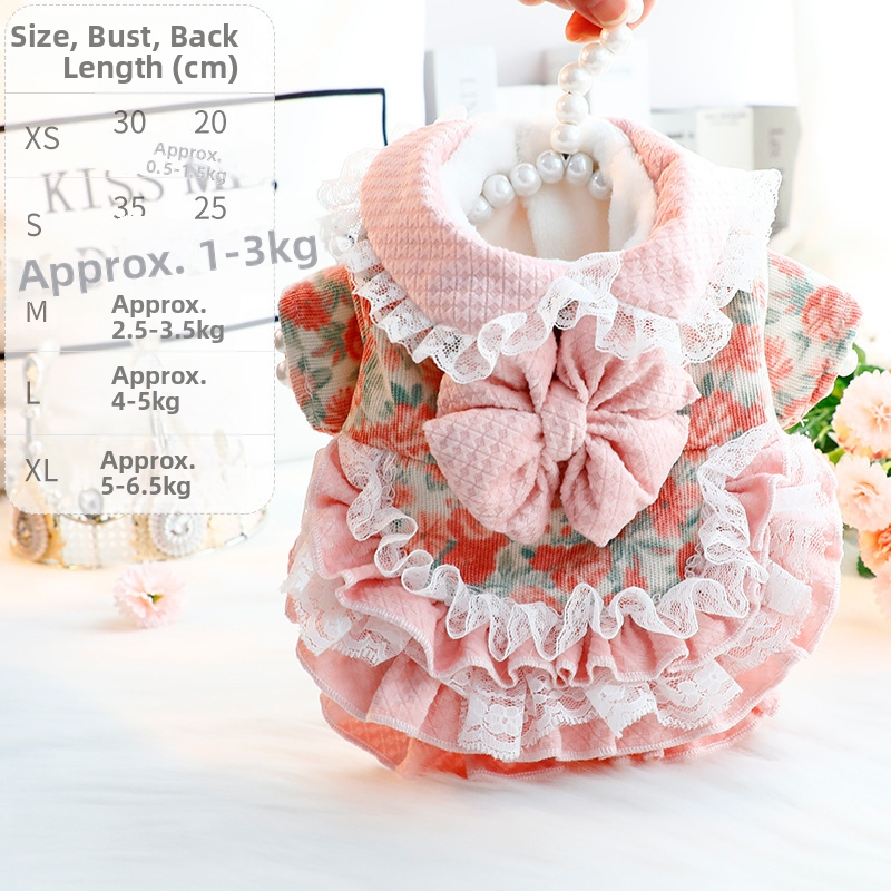 Őszi és téli kutyaruhák vastag macska hercegnő ruha vonóerő lolita aranyos kis kutya teddy kisállat 5885