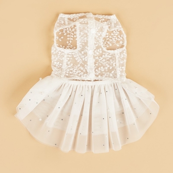 Ρούχα για κατοικίδια Χαριτωμένο φόρεμα Sherina για σκύλους Γάτα Φόρεμα γάμου με πλέγμα για τούρτες για κατοικίδια Αμάνικο φόρεμα για κατοικίδια