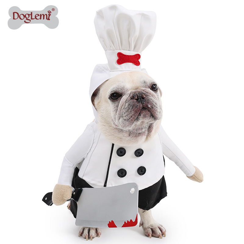 Francuski buldog Bichon Smiješna transformacija Kostim Simulacija Kućnih ljubimaca Kuharska uniforma s nožem za mačke i pse Halloween Dvonožni komplet odjevnih predmeta