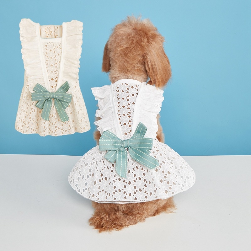 Tavasz Nyár Ősz Japán és koreai édes hercegnő masnis ruha Plüssmackók Kis és közepes kutyáknak való kisállatruhák