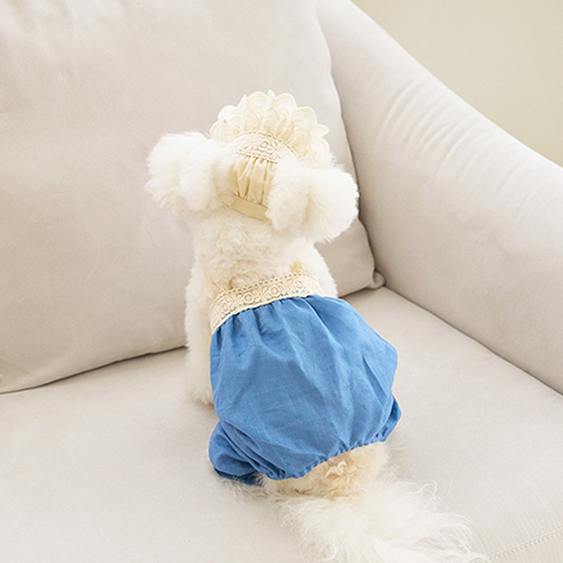 2025 nyári kutya-macska klasszikus farmer kétlábú overál mackós kisállat kutyaruha sapka