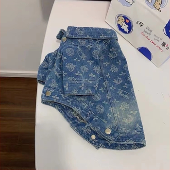 Τζιν μπουφάν για κατοικίδια, φθινοπωρινό και χειμωνιάτικο, με τυπωμένο σχέδιο, τζιν Schnauzer, καθαρό βαμβάκι, σκύλος, γατάκι, τζιν, σε μοντέρνο στυλ