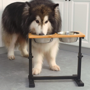 Ξύλινο υπερυψωμένο μπολ για σκύλους, ρυθμιζόμενο για κατοικίδια, σκύλους και γάτες, απλό στυλ τροφοδότη κατοικίδιων ζώων, ξύλινο τροφοδότη