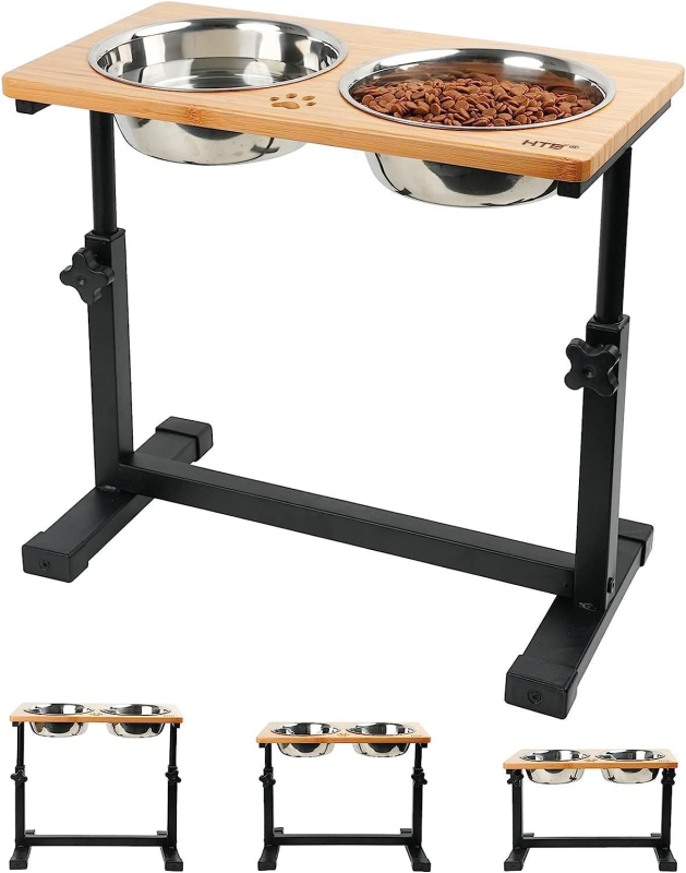 Fa emelt kutyatál háztartási állítható kisállat kutya macska etetőállvány kisállat-kereskedés egyszerű stílusú fa etető