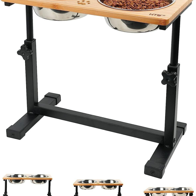 Fa emelt kutyatál háztartási állítható kisállat kutya macska etetőállvány kisállat-kereskedés egyszerű stílusú fa etető