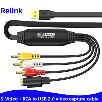 CVBS VHS uz USB uztveršanas karte S-Video+AV signāla uztveršanai video novērošanas ierakstīšanas uztveršanas kabelis 1080P