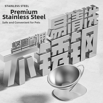 Rozsdamentes acél kisállat tál, magas háromlábú nyakvédelemmel, macska tál, kutya tál, kopogásgátló, nagy kapacitású macska etetőtál, kisállat kellékek