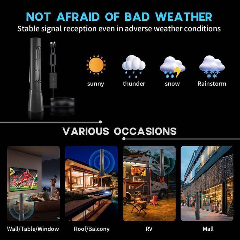 2025. gada pārrobežu augstas jaudas DTMB iekštelpu digitālās televīzijas antena Amazon 4K zemes viļņu televīzijas antena