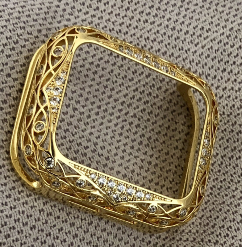 Naujas, pritaikytas „Apple 10“ kartos „Applewatch6789SE“ tuščiavidurio metalo deimantinio apsauginio laikrodžio korpuso rėmelis