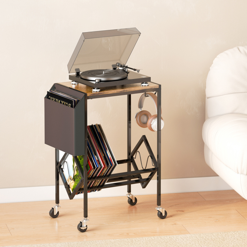 Mājas retro stila CD uzglabāšanas plaukts, oglekļa tērauda, radoša viesistaba, maza sānu vinila ierakstu uzglabāšanas plaukts, vienkāršs grāmatu plaukts