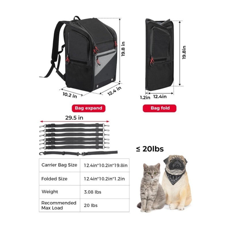 Határokon átnyúló népszerű utazó kisállat hátizsák, összecsukható kis macskatáska, kényelmes és hordozható kutyakirándulásokhoz való kisállat hátizsák