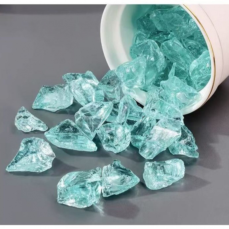 Akvaariumi haljastus, kristallpõhjaga, liustiku kaunistused, jääsinine Trooja hobune, kristallpõhjaga, liivane maastik, klaasist kaunistus