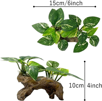 Ερπετά Terrarium Πράσινο Φυτό Διαμόρφωση Τοπίου Ενυδρείο Διακόσμηση Ενυδρείου Πλαστικό Φυτό Τεχνητό Υδρόβιο Χόρτο Σετ Φύλλων Ξύλου με Ξύλα για Ξύλα