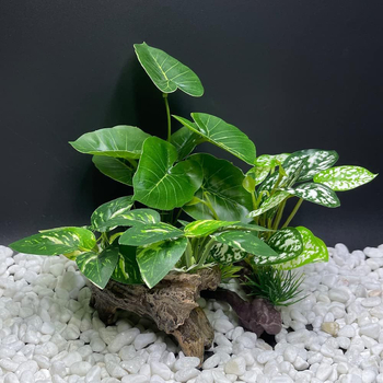 Ερπετά Terrarium Πράσινο Φυτό Διαμόρφωση Τοπίου Ενυδρείο Διακόσμηση Ενυδρείου Πλαστικό Φυτό Τεχνητό Υδρόβιο Χόρτο Σετ Φύλλων Ξύλου με Ξύλα για Ξύλα