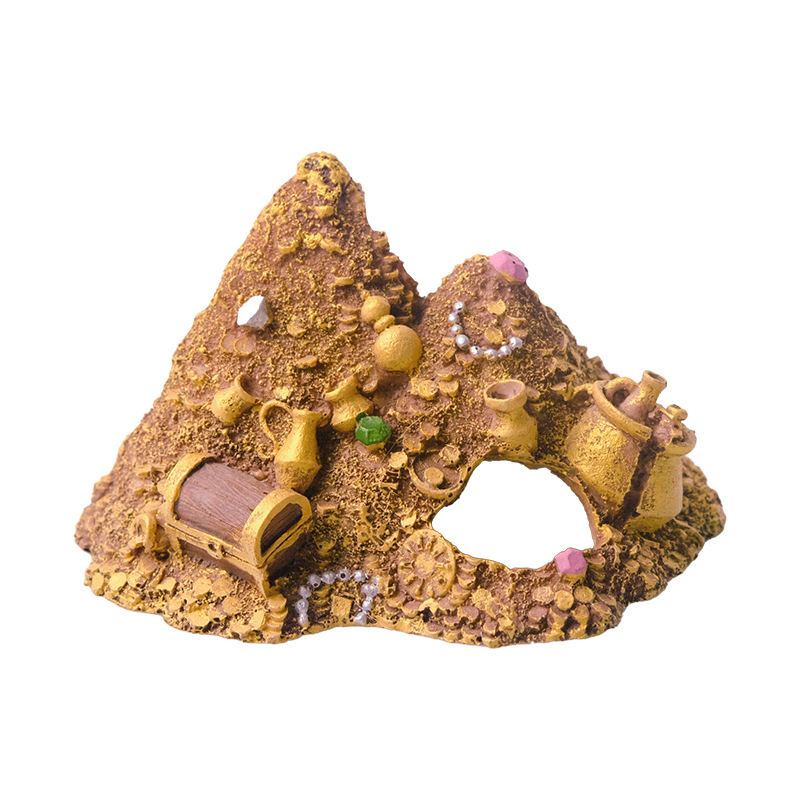 Akvárium dekoráció, rajzfilm díszek, halak és garnélák elkerülő ház, akvárium tájkép, ananászház elkerülő barlang, jinshani paoshani kincsesláda