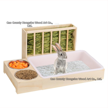 Ξύλινη ταΐστρα σανού κουνελιών για διασυνοριακή χρήση, ταΐστρα μικρών ζώων από μασίφ ξύλο, ξύλινη ταΐστρα για μικρά κατοικίδια για οικιακή χρήση