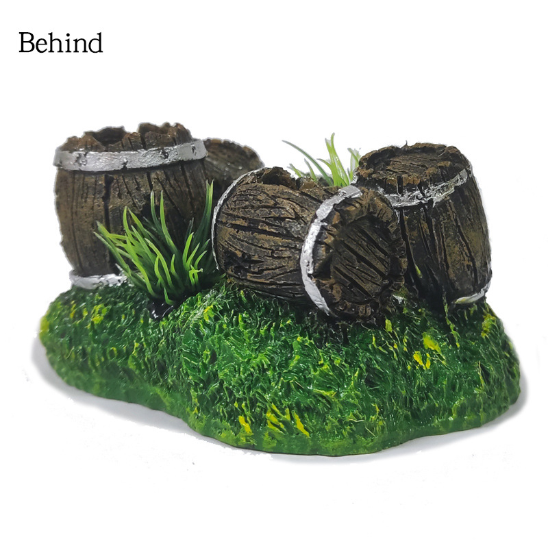 Akvárium Dekoratív Tájdíszek Boroshordó Gyantával Kézműves Hal és Garnélarák Szökési Lyuk Öt Hordós Kombinált Boroshordó Határokon Átnyúló Forró Termékek