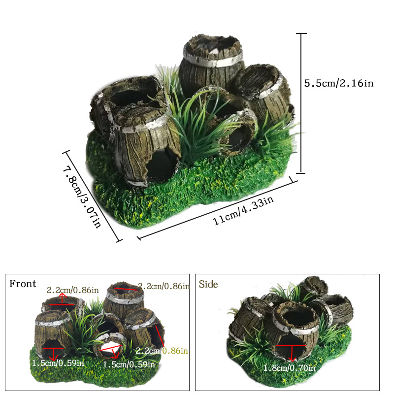 Akvárium Dekoratív Tájdíszek Boroshordó Gyantával Kézműves Hal és Garnélarák Szökési Lyuk Öt Hordós Kombinált Boroshordó Határokon Átnyúló Forró Termékek