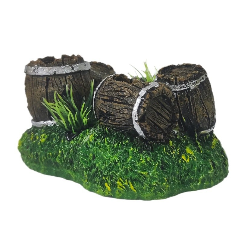 Akvárium Dekoratív Tájdíszek Boroshordó Gyantával Kézműves Hal és Garnélarák Szökési Lyuk Öt Hordós Kombinált Boroshordó Határokon Átnyúló Forró Termékek