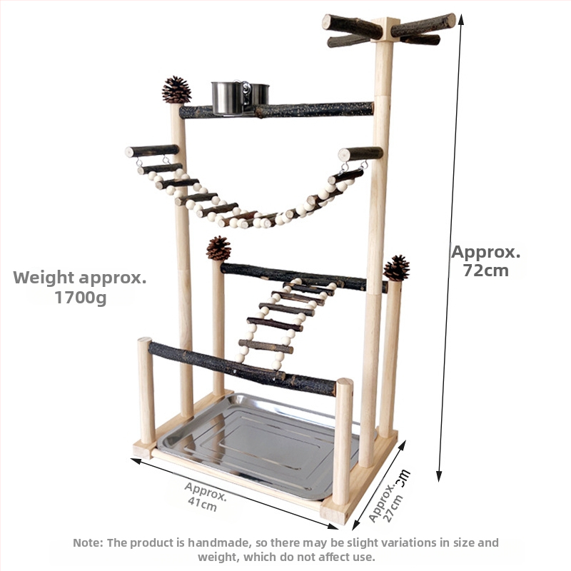 Nagy papagáj interaktív kiképző állvány, fa papagájjáték, áglétra, rönk, forgó madárállvány, rúd kombinációs állvány